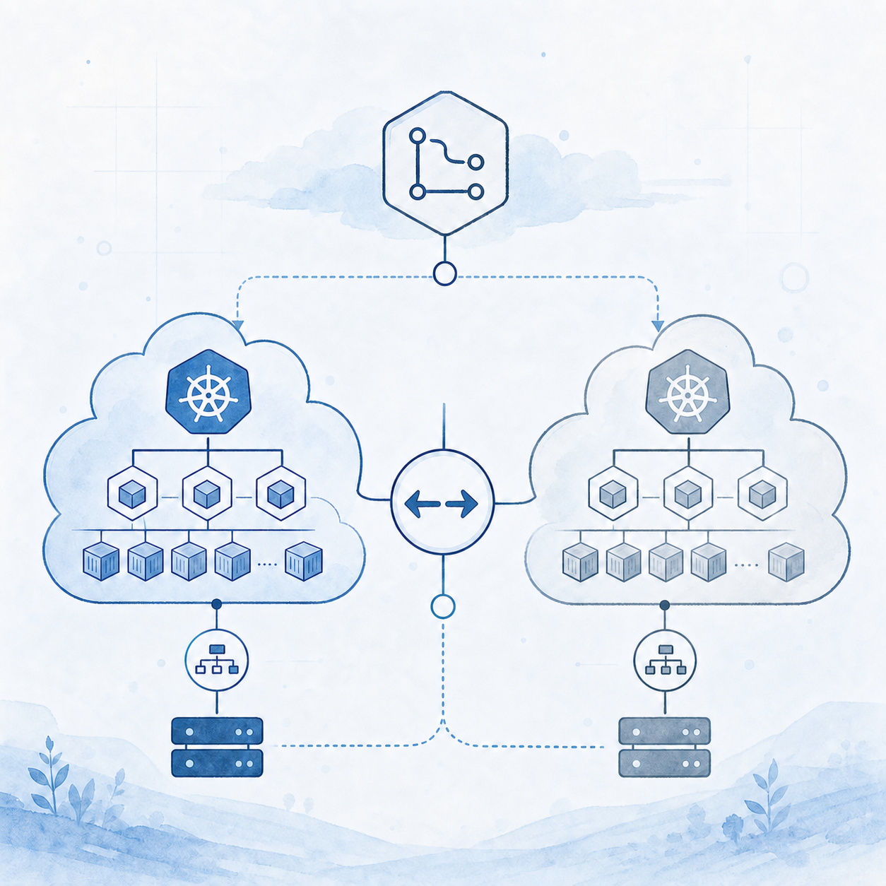 Illustration of a multi-cluster EKS deployment