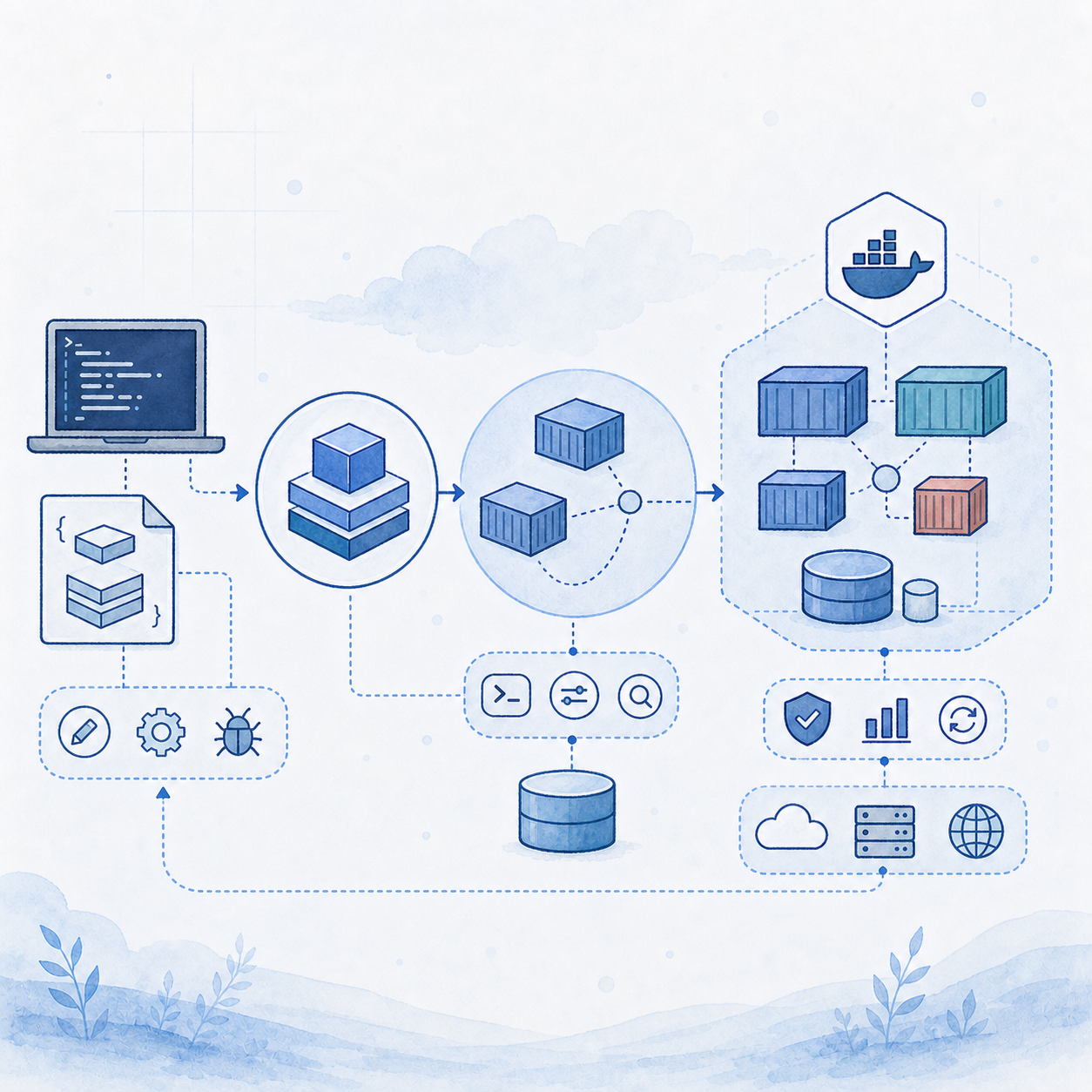 Docker course cover illustration