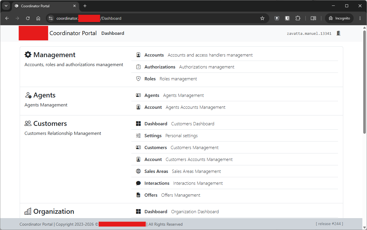 Coordinator portal dashboard